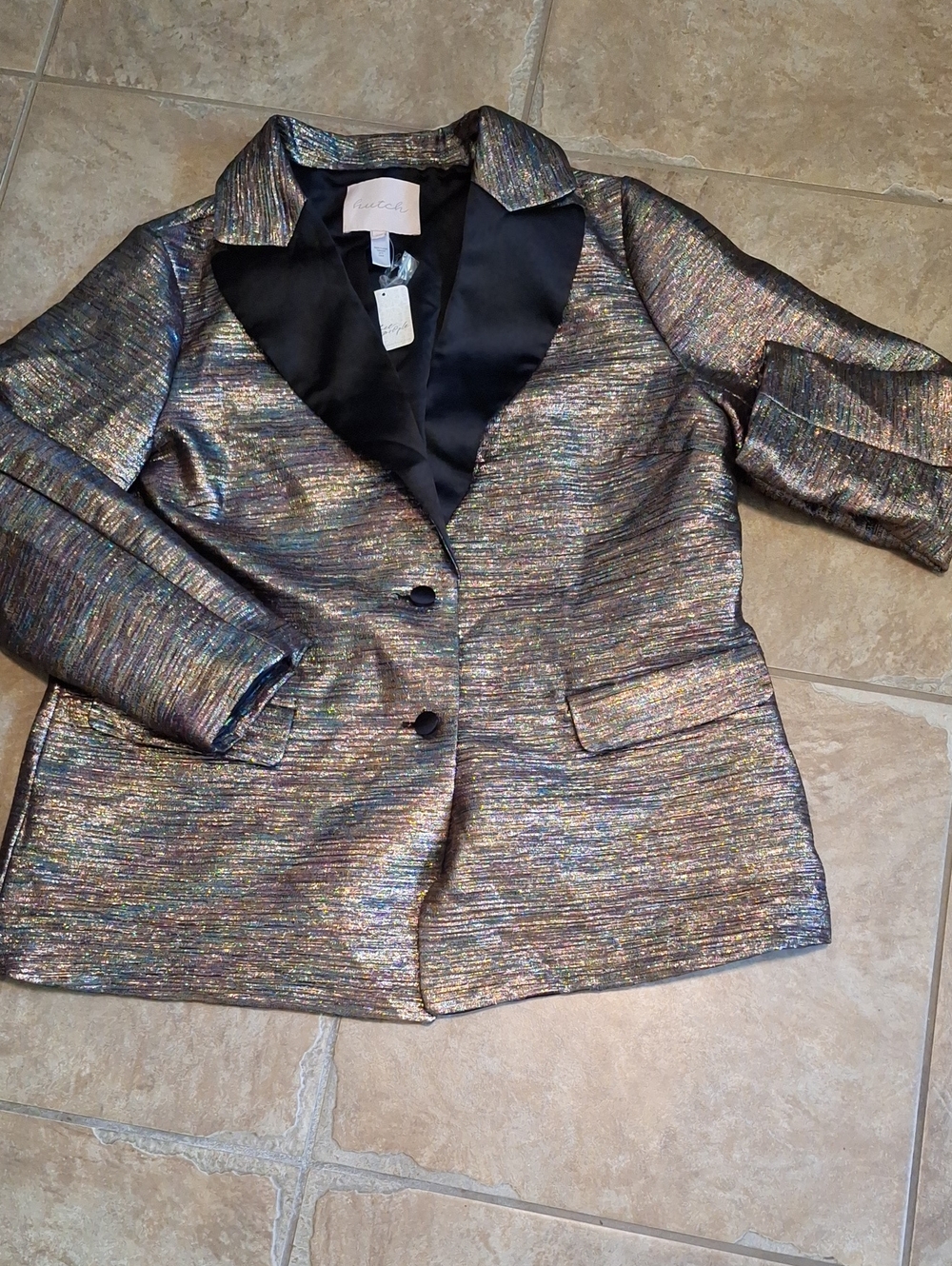Hutch Anthropologie Size  1X Metallic Two-Button Blazer Jacket